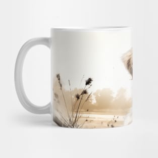 Cute Puppy Sitting on a Meadow Mug